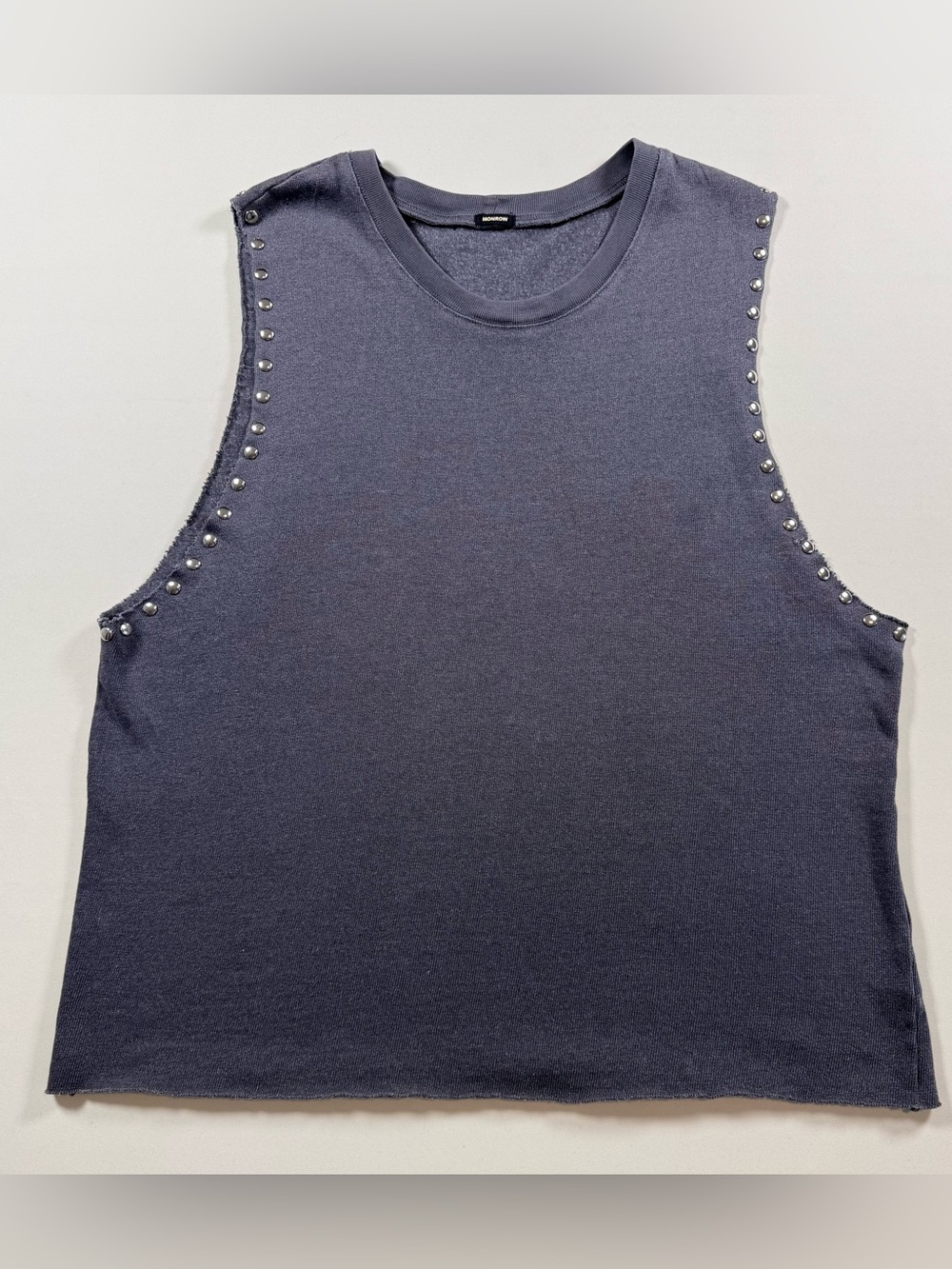 MONROW Gray Charcoal Studded Cropped Tank Top Size Large